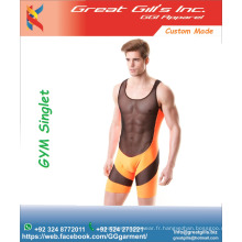 Maillot de gymnastique sexy pour hommes / singulet / maille sinlget / maillots de gymnastique personnalisés Slim ajusté pour hommes